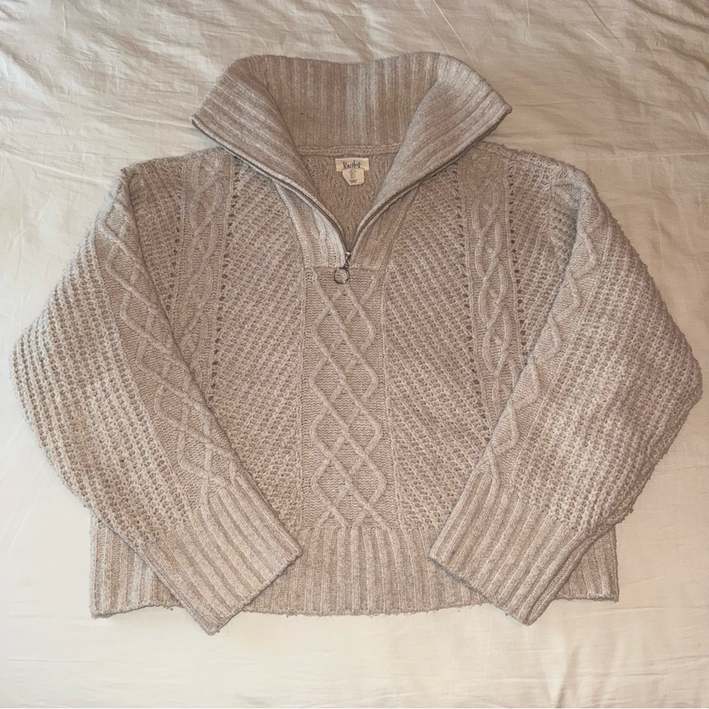 Cream Cowl Neck Cable Knit Sweater